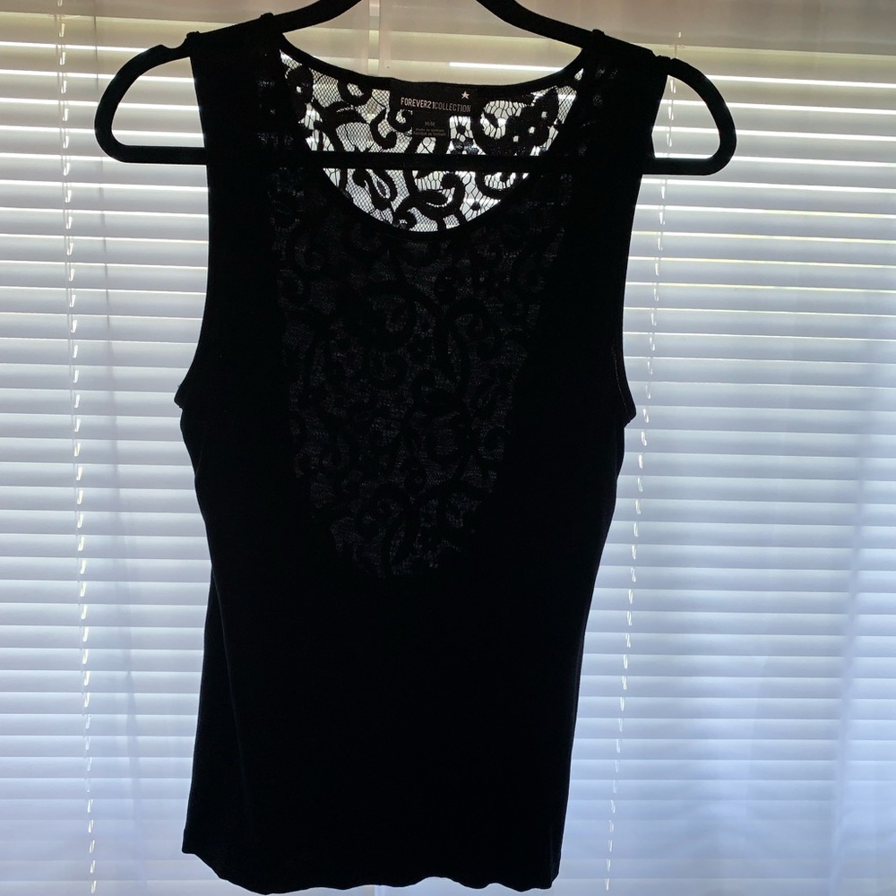 Black lace back tank top